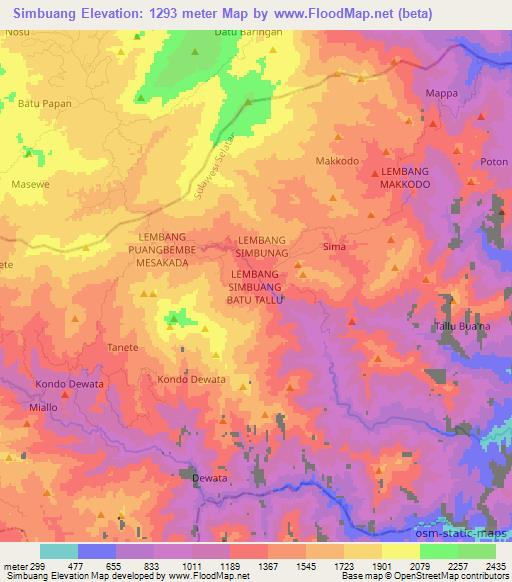 Simbuang,Indonesia Elevation Map