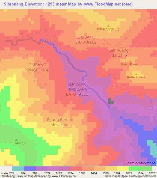 Simbuang,Indonesia Elevation Map