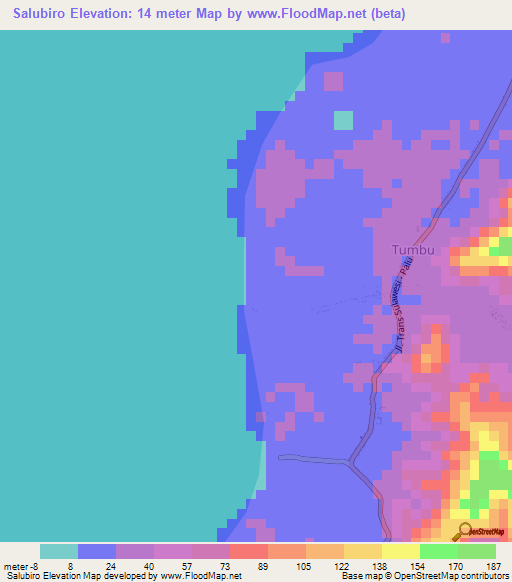 Salubiro,Indonesia Elevation Map