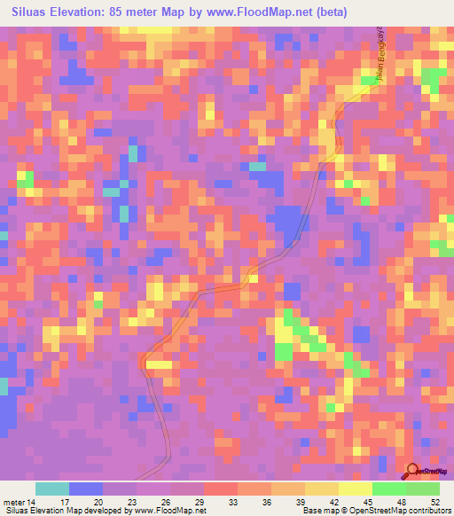 Siluas,Indonesia Elevation Map