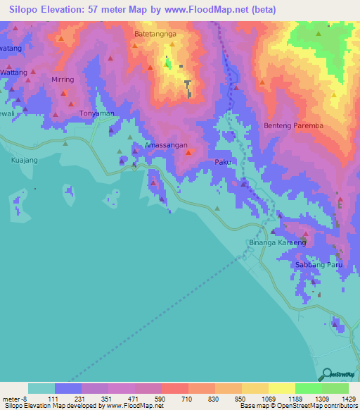 Silopo,Indonesia Elevation Map