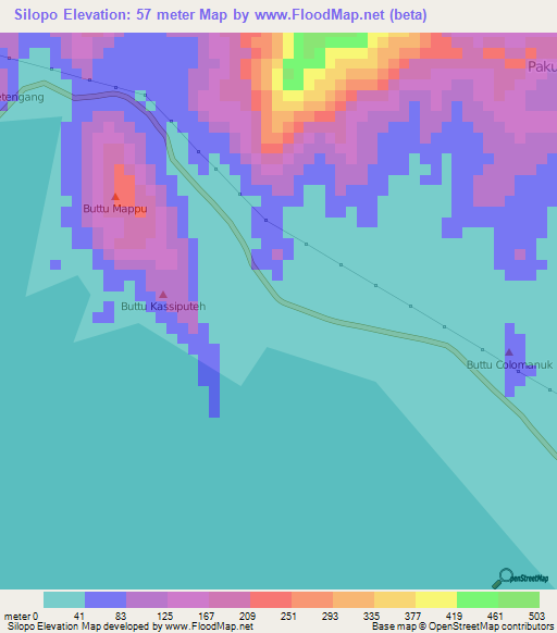 Silopo,Indonesia Elevation Map