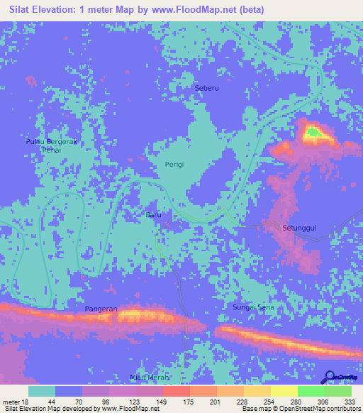 Silat,Indonesia Elevation Map