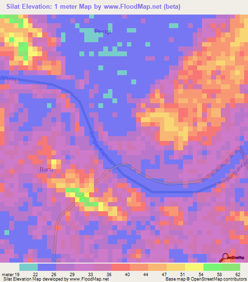 Silat,Indonesia Elevation Map