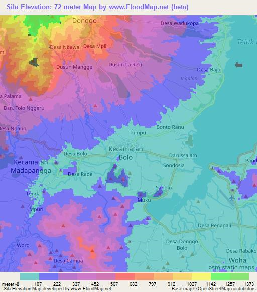Sila,Indonesia Elevation Map