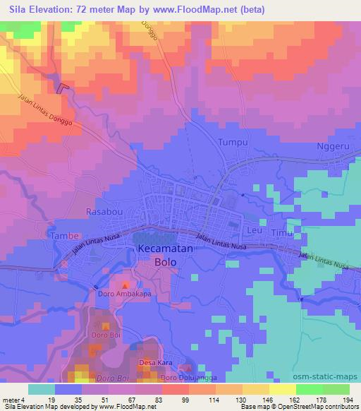 Sila,Indonesia Elevation Map