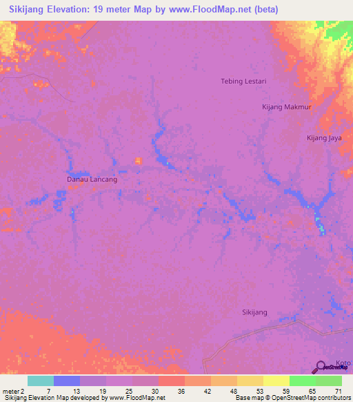 Sikijang,Indonesia Elevation Map