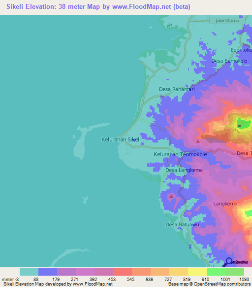 Sikeli,Indonesia Elevation Map