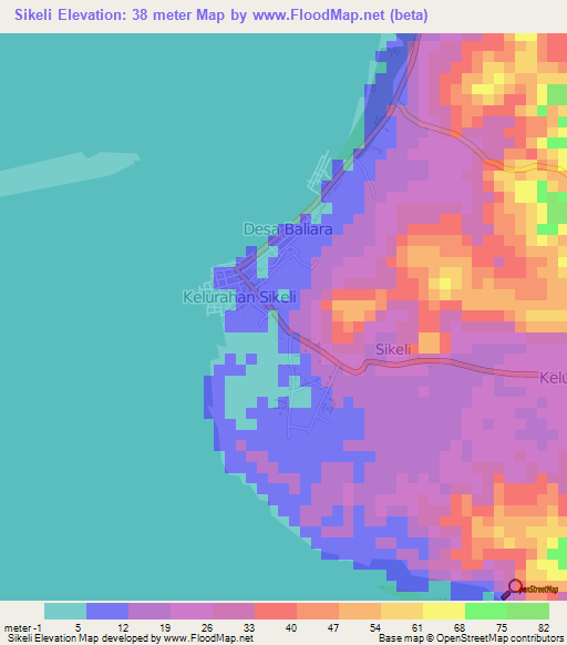 Sikeli,Indonesia Elevation Map