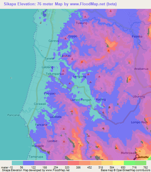 Sikapa,Indonesia Elevation Map