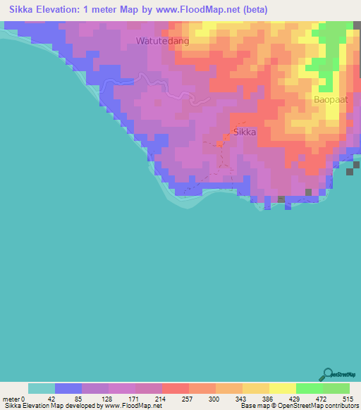 Sikka,Indonesia Elevation Map