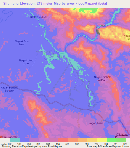 Sijunjung,Indonesia Elevation Map