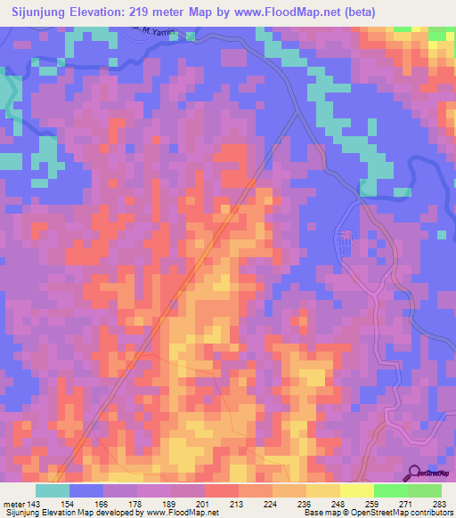 Sijunjung,Indonesia Elevation Map