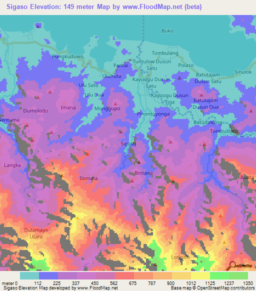 Sigaso,Indonesia Elevation Map