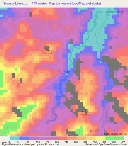 Sigaso,Indonesia Elevation Map