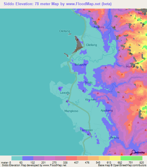 Siddo,Indonesia Elevation Map