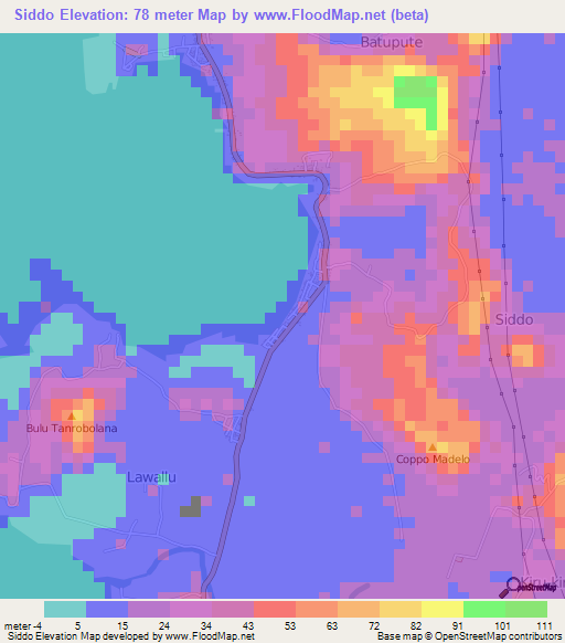 Siddo,Indonesia Elevation Map