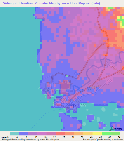 Sidangoli,Indonesia Elevation Map