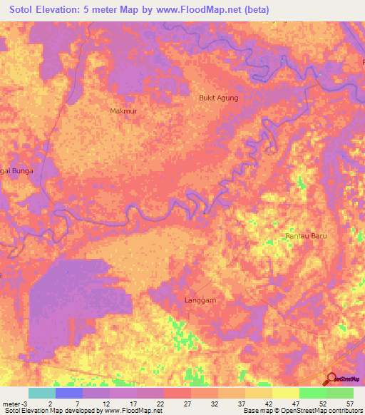 Sotol,Indonesia Elevation Map