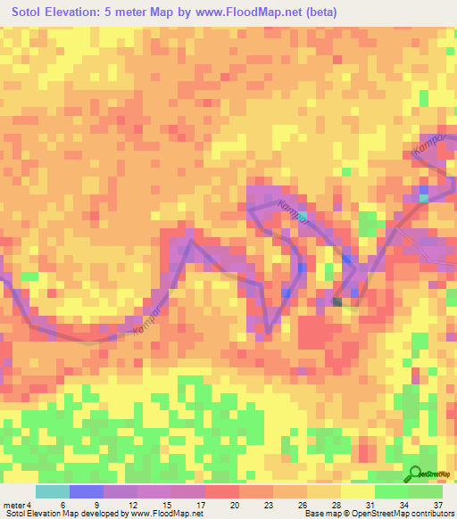 Sotol,Indonesia Elevation Map