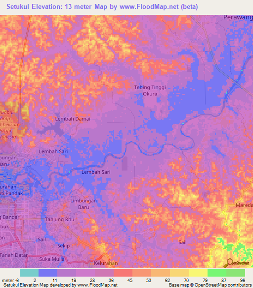 Setukul,Indonesia Elevation Map