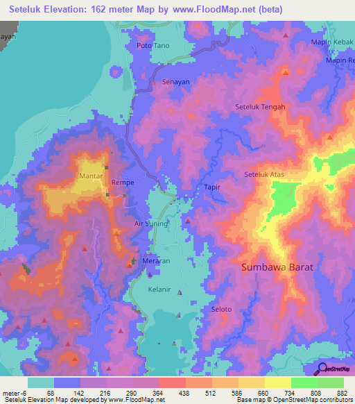 Seteluk,Indonesia Elevation Map