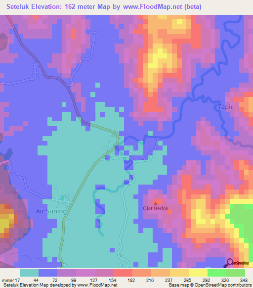 Seteluk,Indonesia Elevation Map