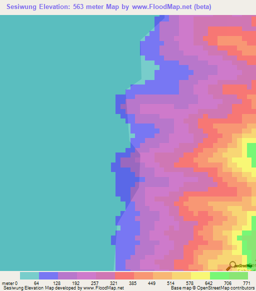 Sesiwung,Indonesia Elevation Map