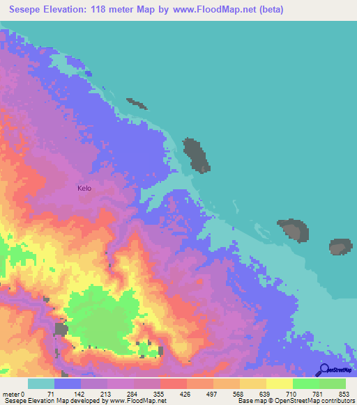 Sesepe,Indonesia Elevation Map