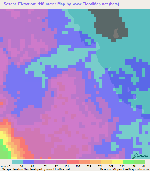 Sesepe,Indonesia Elevation Map