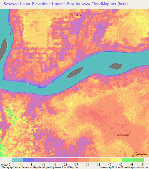 Sesayap Lama,Indonesia Elevation Map