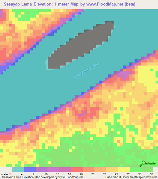 Sesayap Lama,Indonesia Elevation Map