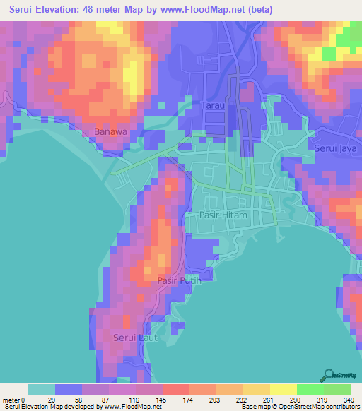 Serui,Indonesia Elevation Map