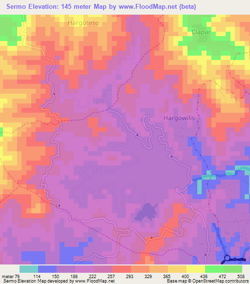 Sermo,Indonesia Elevation Map