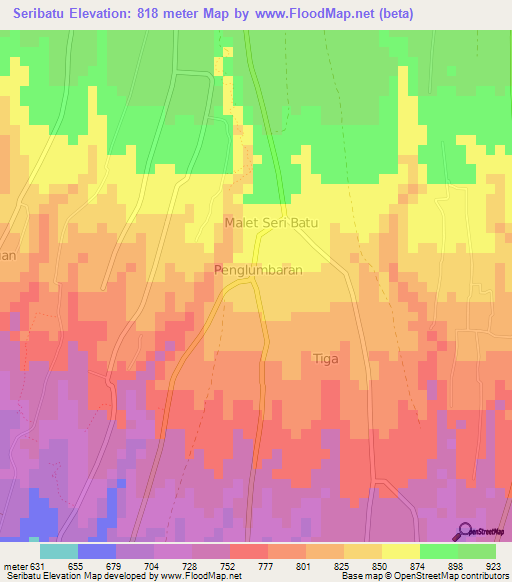 Seribatu,Indonesia Elevation Map