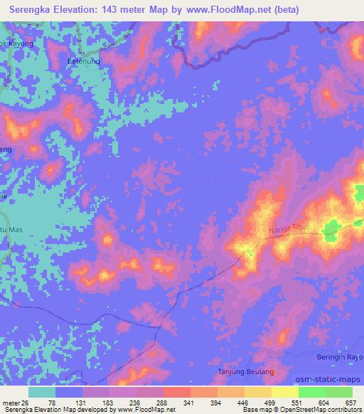 Serengka,Indonesia Elevation Map