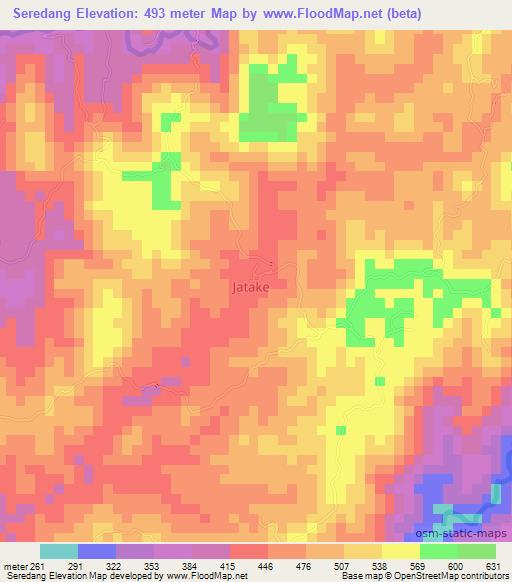 Seredang,Indonesia Elevation Map