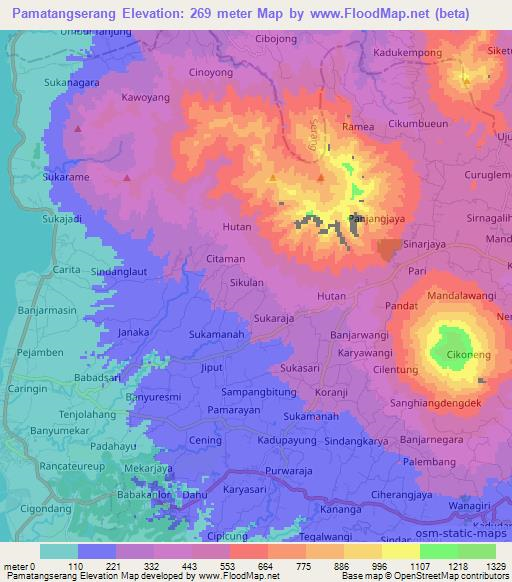 Pamatangserang,Indonesia Elevation Map