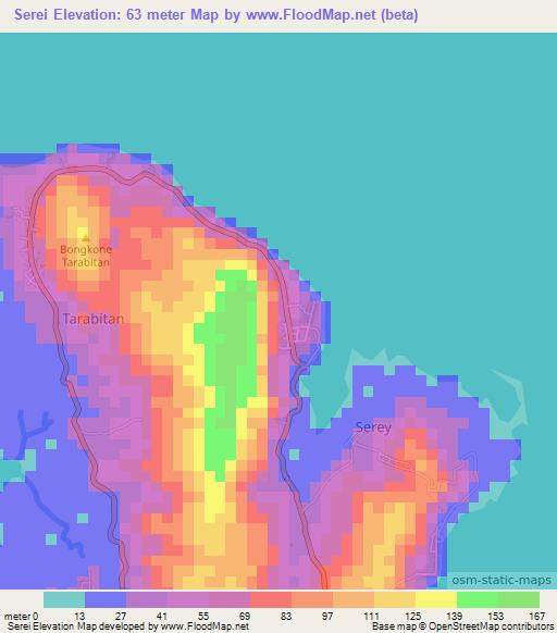 Serei,Indonesia Elevation Map