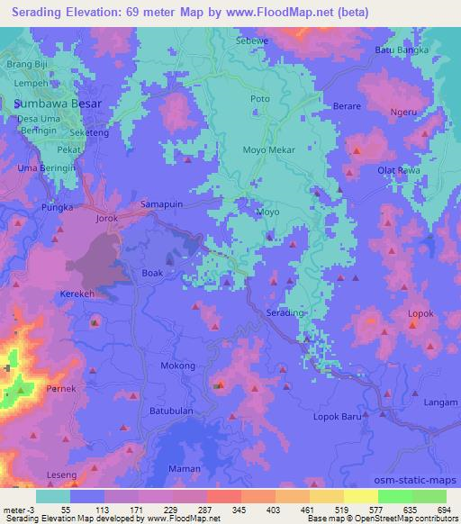 Serading,Indonesia Elevation Map