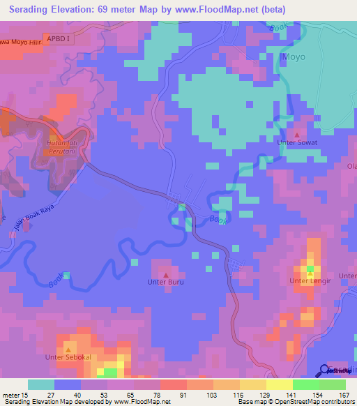 Serading,Indonesia Elevation Map