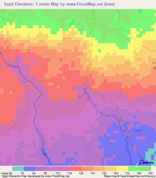 Sepit,Indonesia Elevation Map