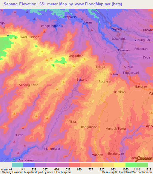 Sepang,Indonesia Elevation Map