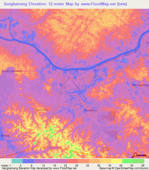 Sengkamang,Indonesia Elevation Map