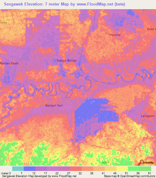 Sengawek,Indonesia Elevation Map