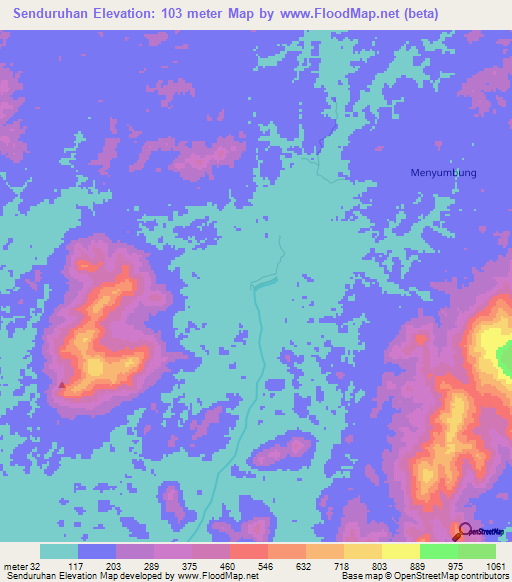 Senduruhan,Indonesia Elevation Map