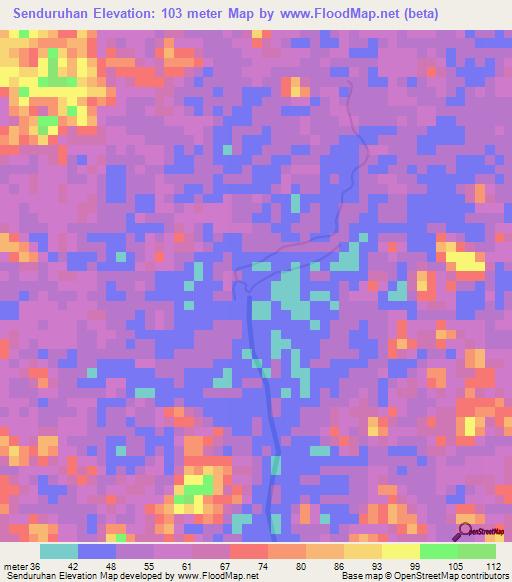 Senduruhan,Indonesia Elevation Map