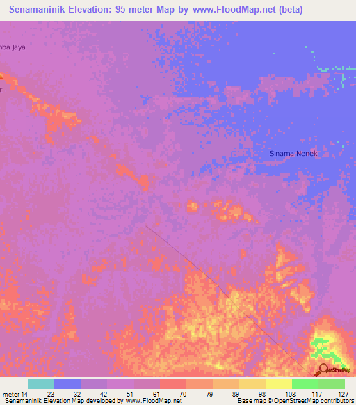 Senamaninik,Indonesia Elevation Map