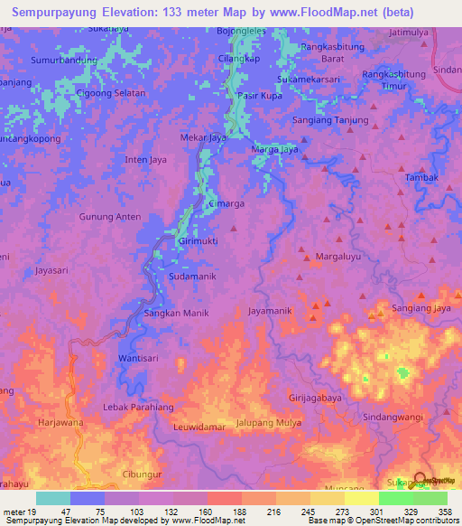 Sempurpayung,Indonesia Elevation Map