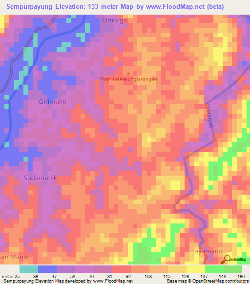 Sempurpayung,Indonesia Elevation Map